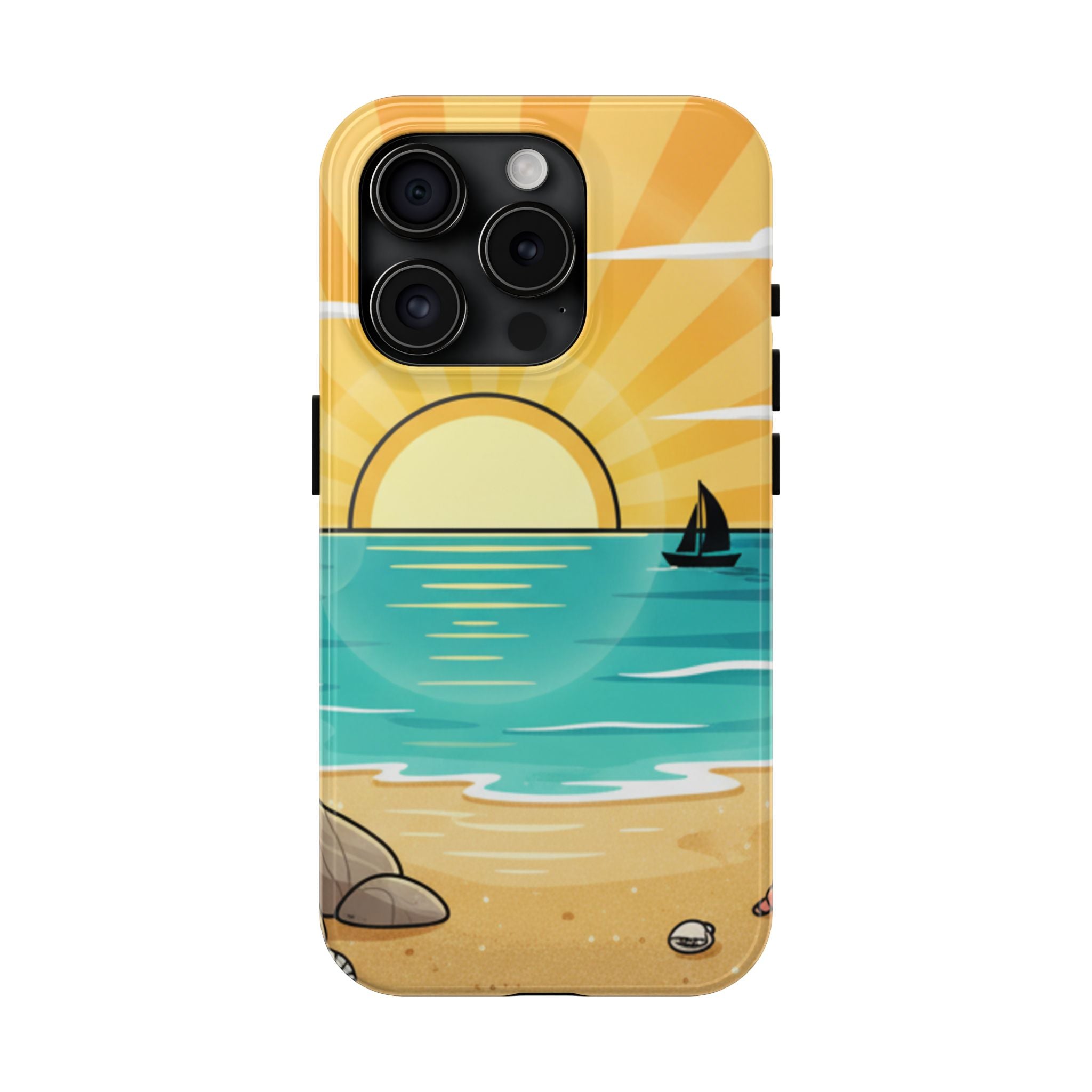 Tough Phone Case — Sunset Beach Sailboat Design