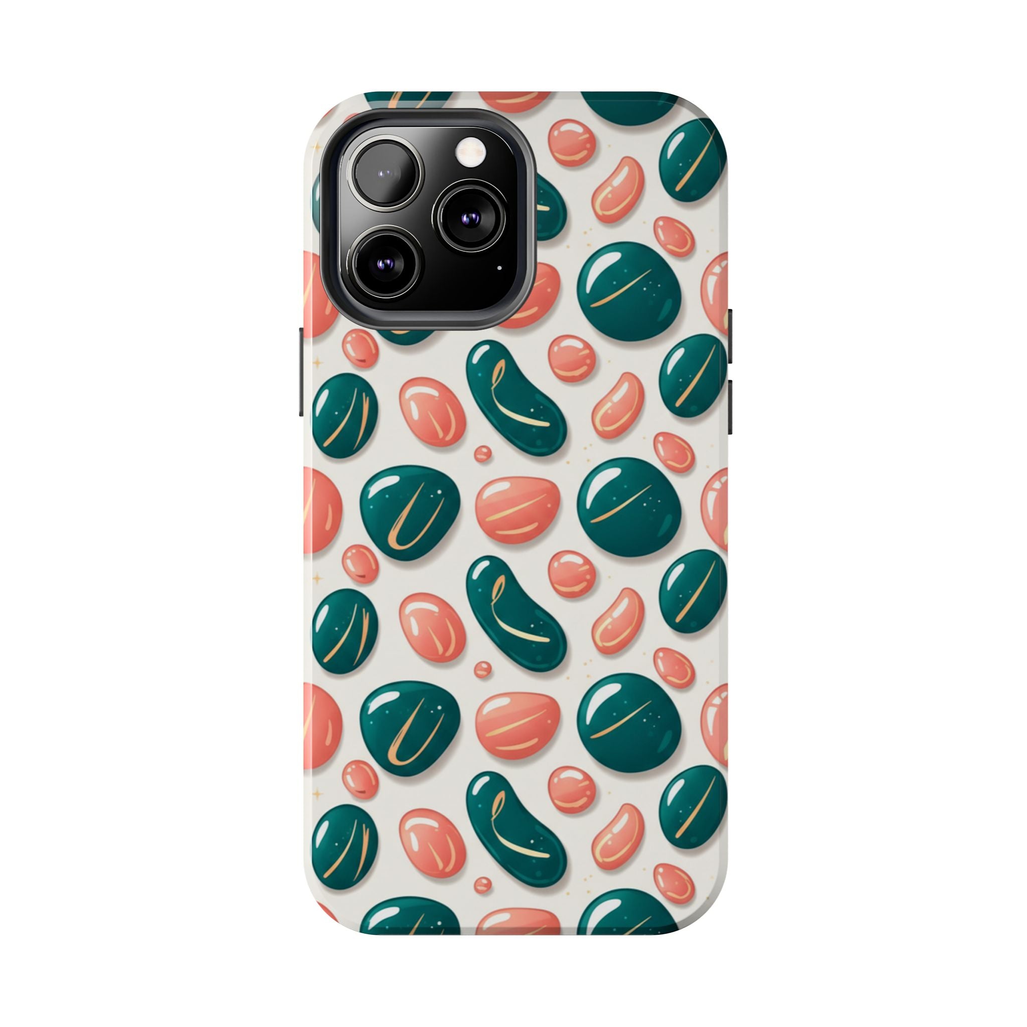 Abstract Pebble Pattern Tough Phone Case — Coral & Teal Protective Cover