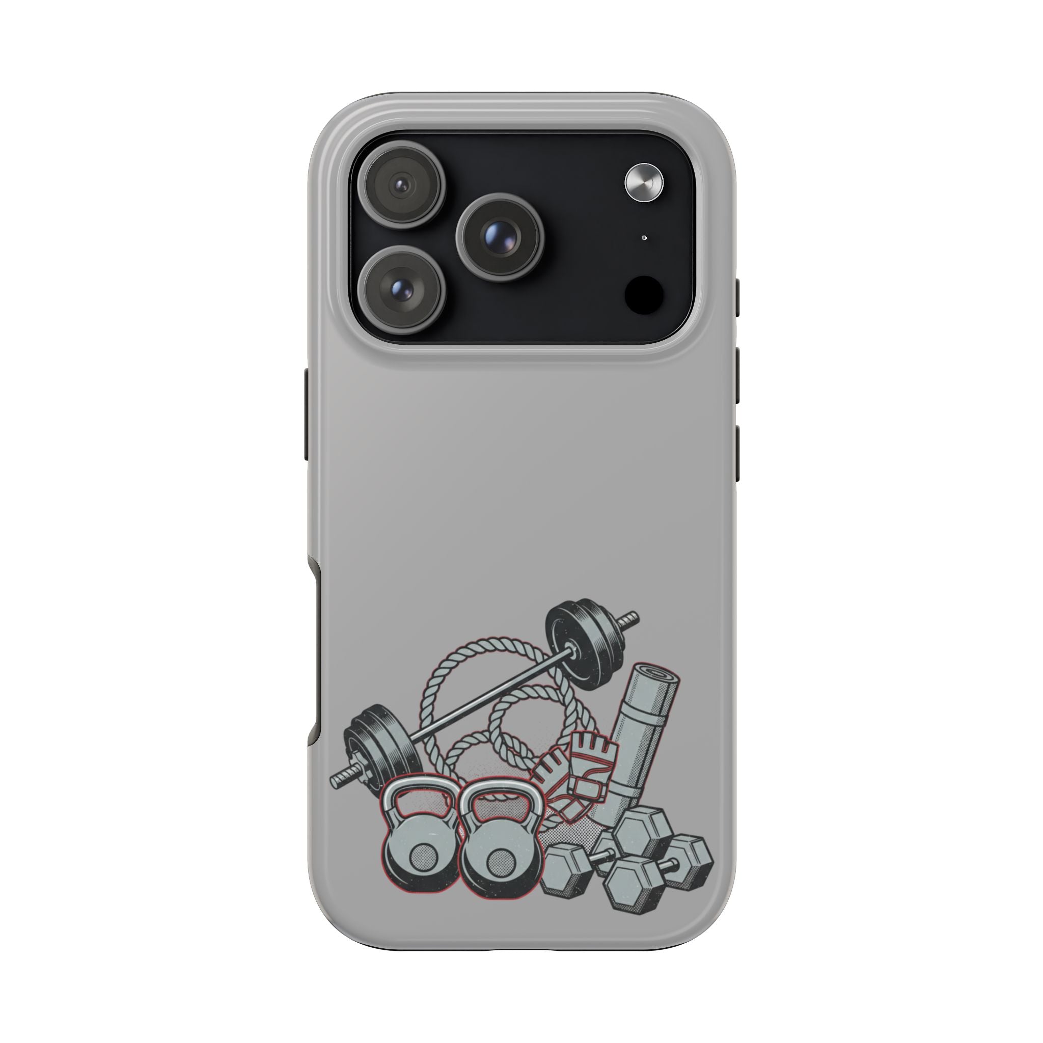 Fitness Gear Tough Phone Case — Dumbbells, Kettlebells & Jump Rope Design