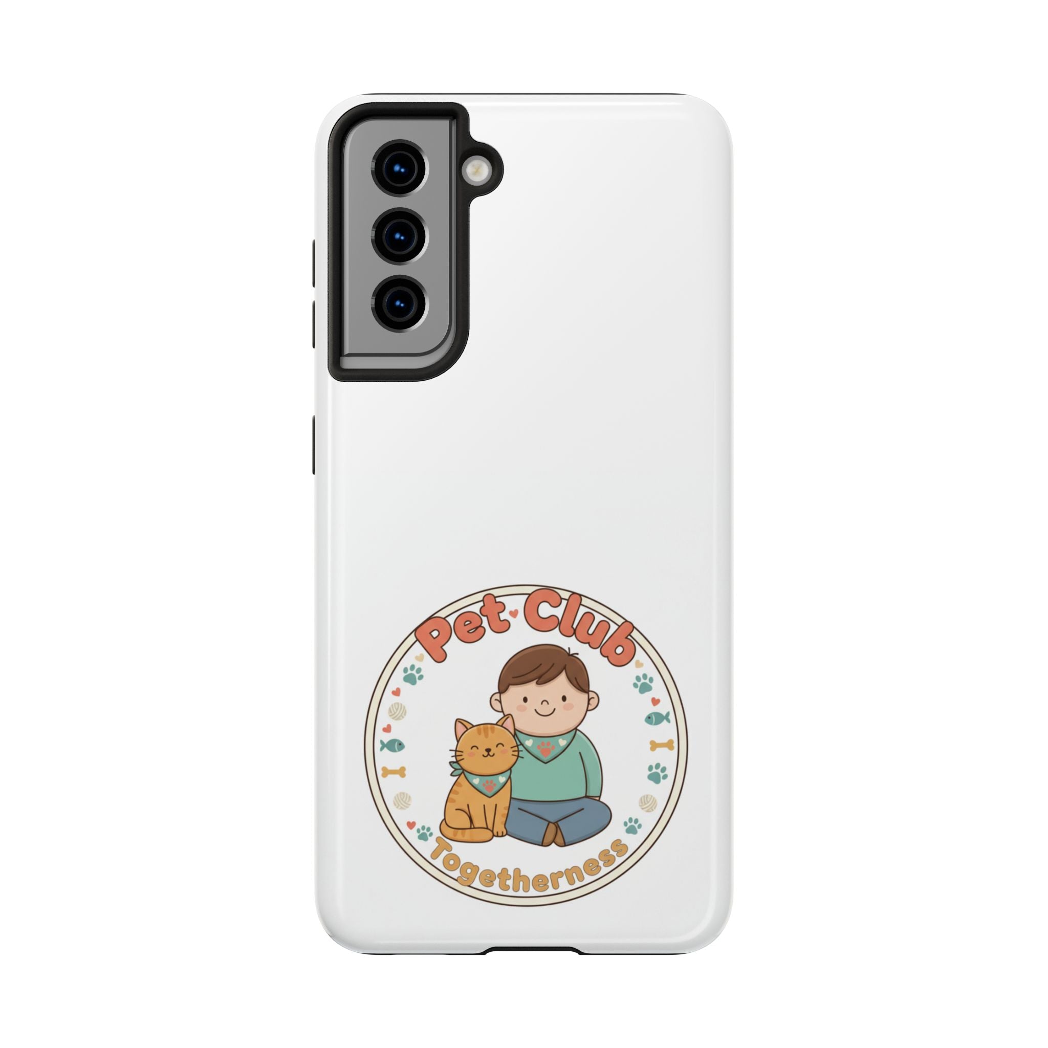 Pet Club Tough Phone Case — Cute Boy & Cat Illustration, "Togetherness" Design
