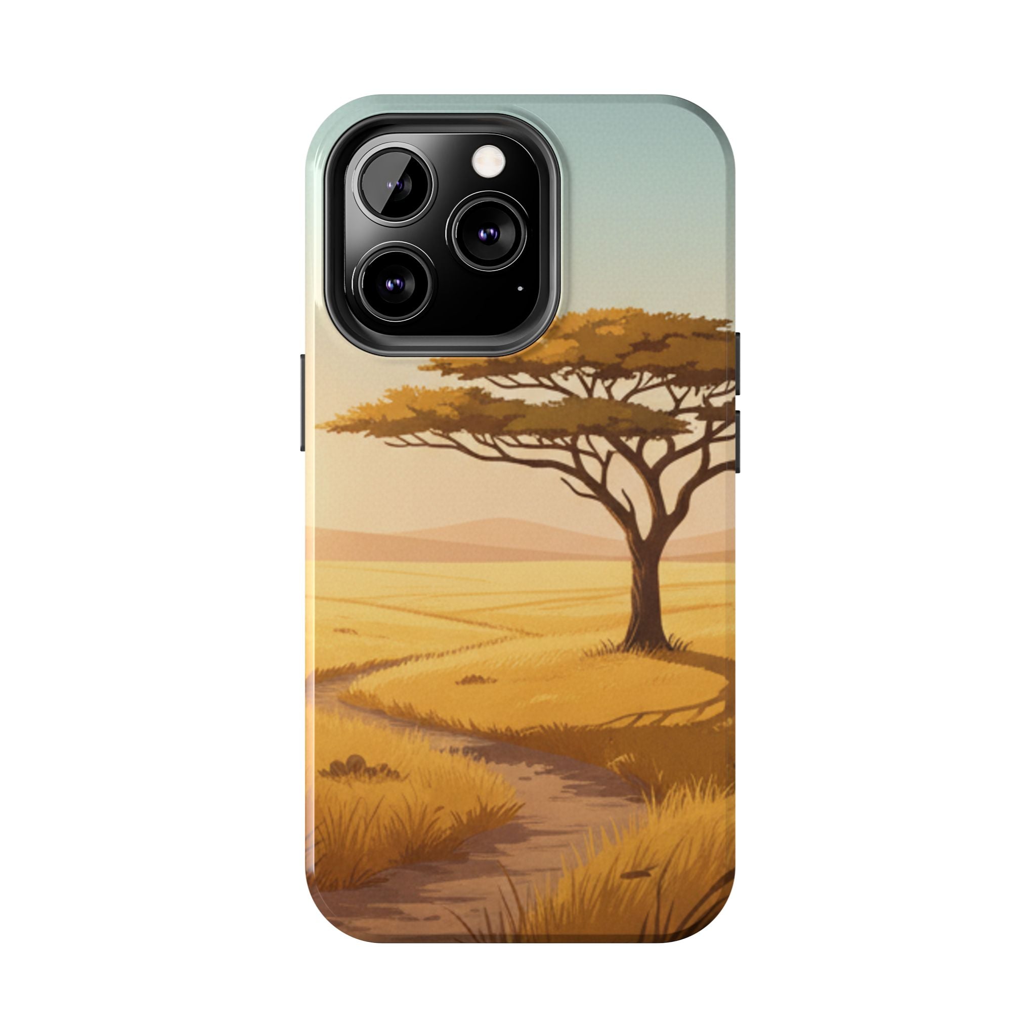 Safari Sunset Tough Phone Case — African Savanna Tree Design