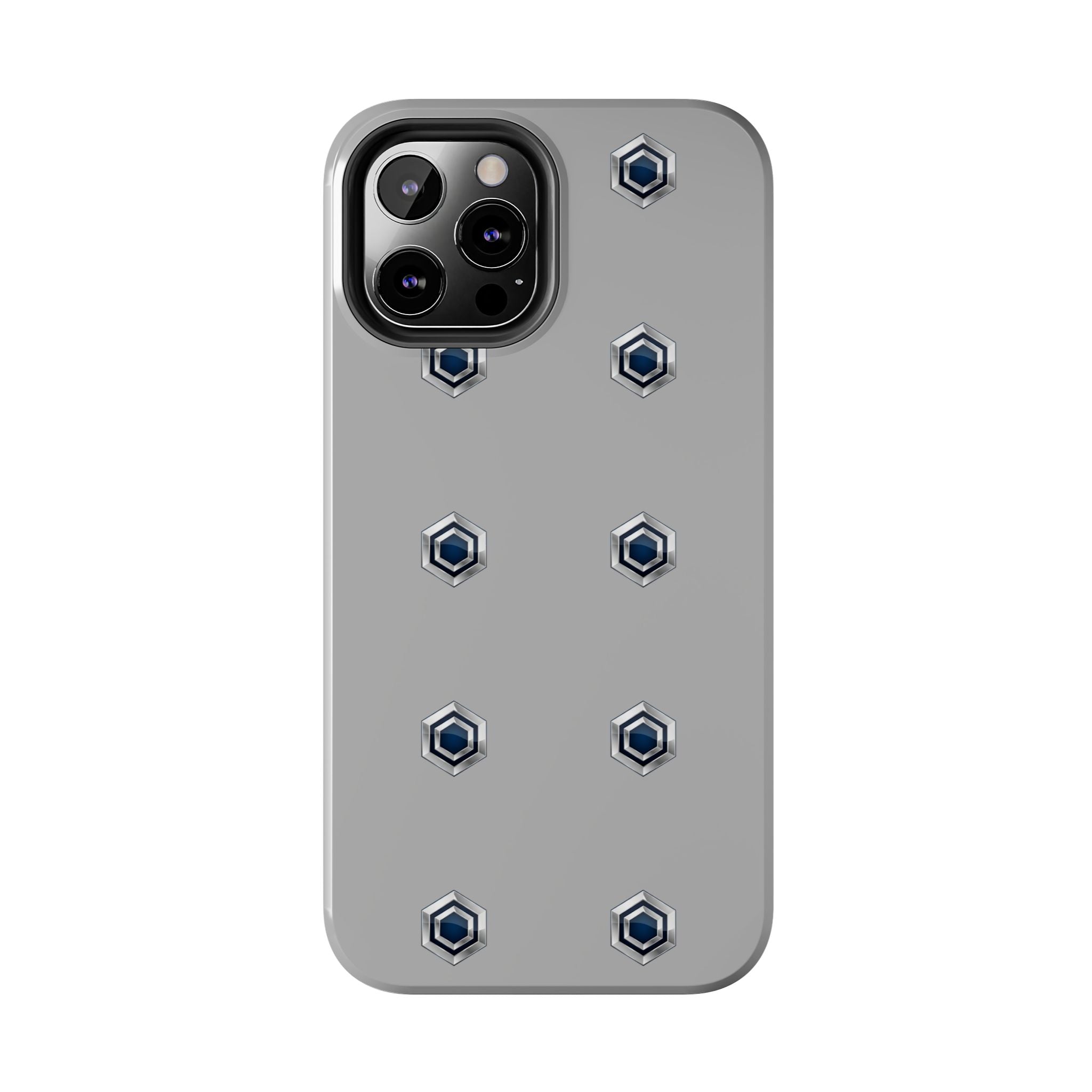 Tough Phone Case — Minimal Hex Rivet Armor (Gray)