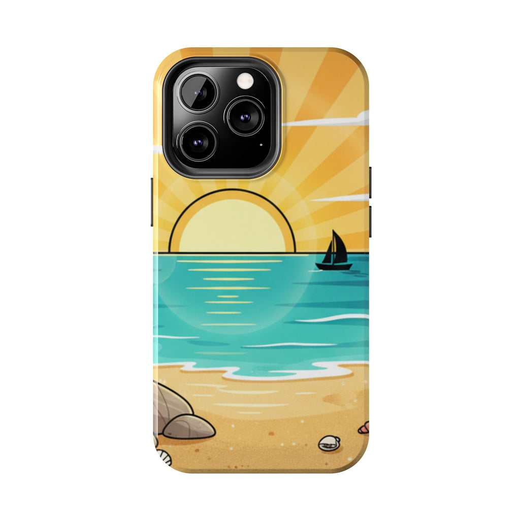 Tough Phone Case — Sunset Beach Sailboat Design