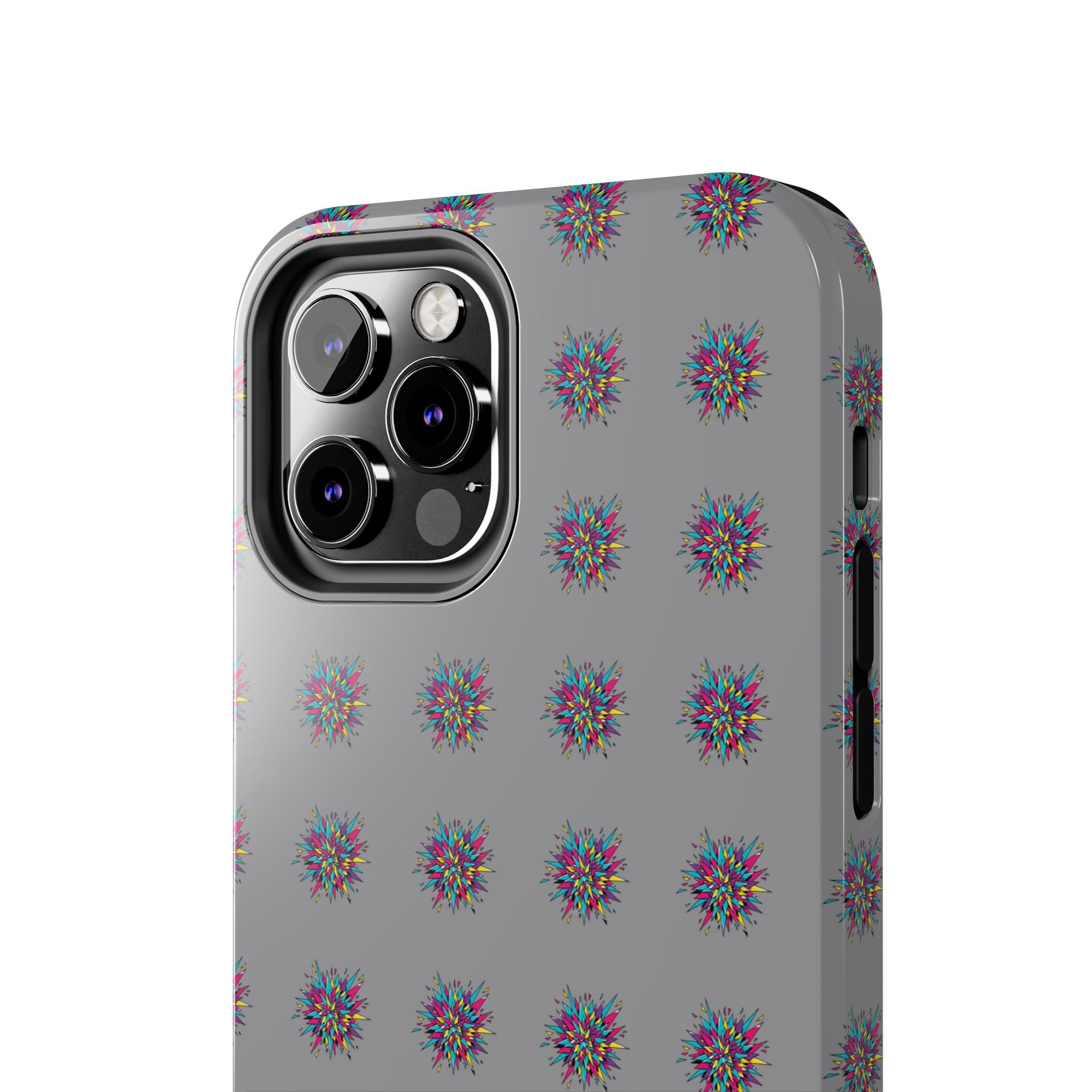Tough Phone Case — Abstract Floral Burst Pattern on Gray (Protective Slim Fit)