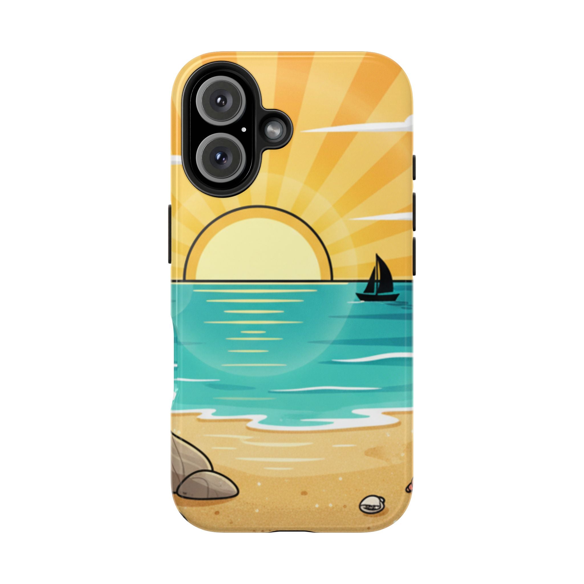 Tough Phone Case — Sunset Beach Sailboat Design