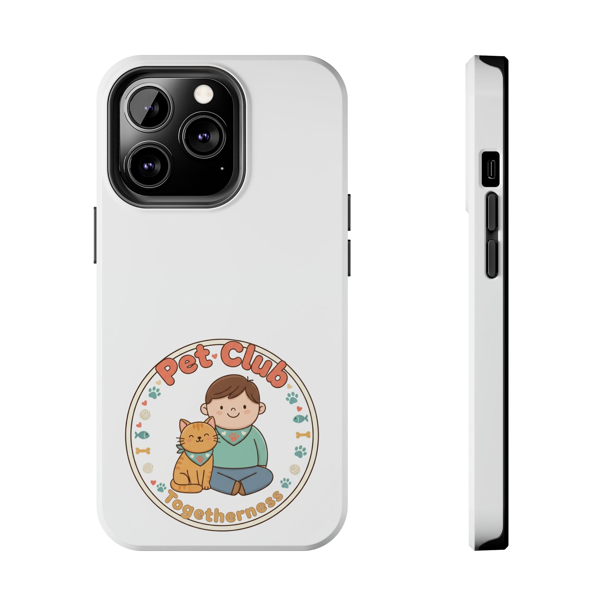 Pet Club Tough Phone Case — Cute Boy & Cat Illustration, "Togetherness" Design