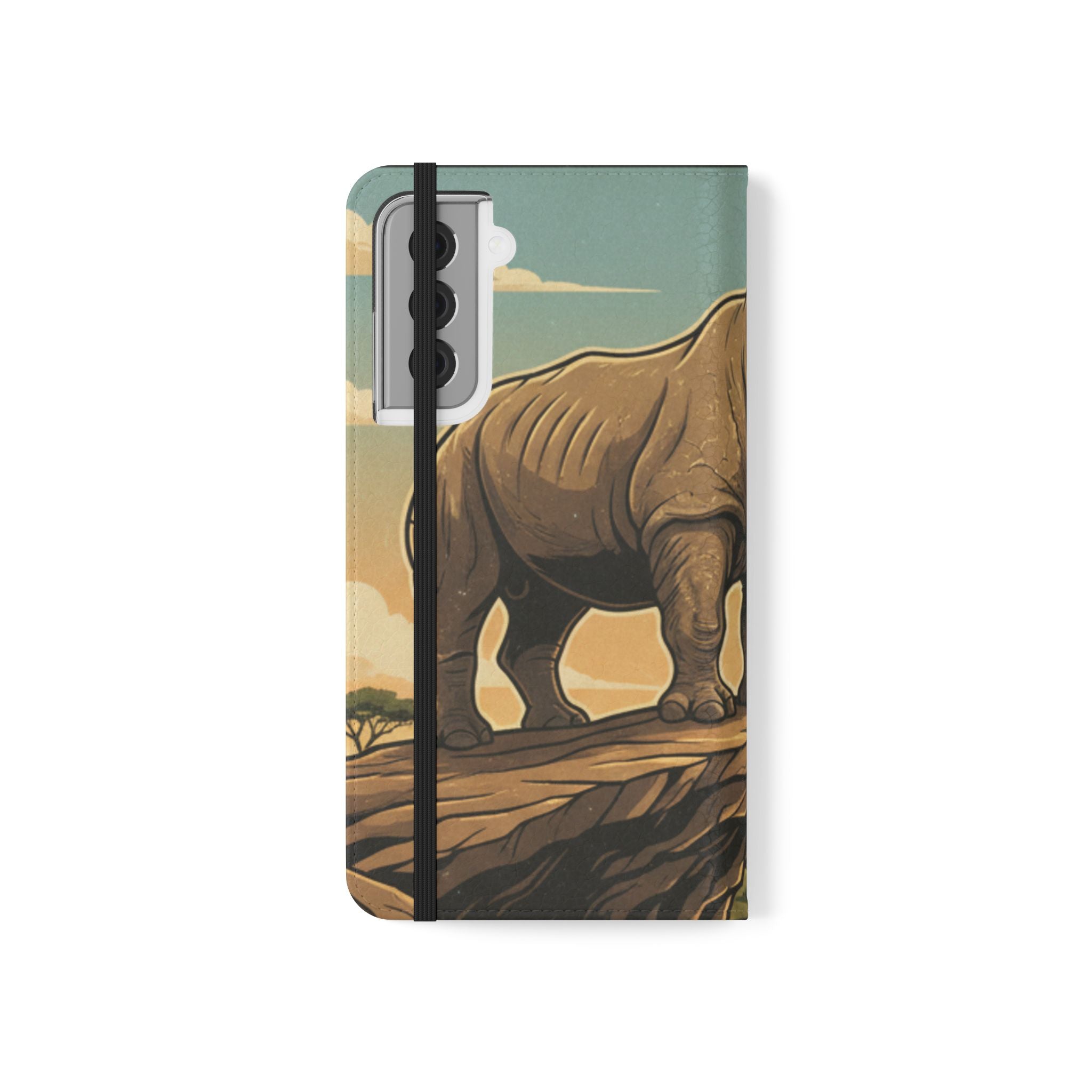 Rhino Sunset Flip Phone Case – Safari Wildlife Wallet Case