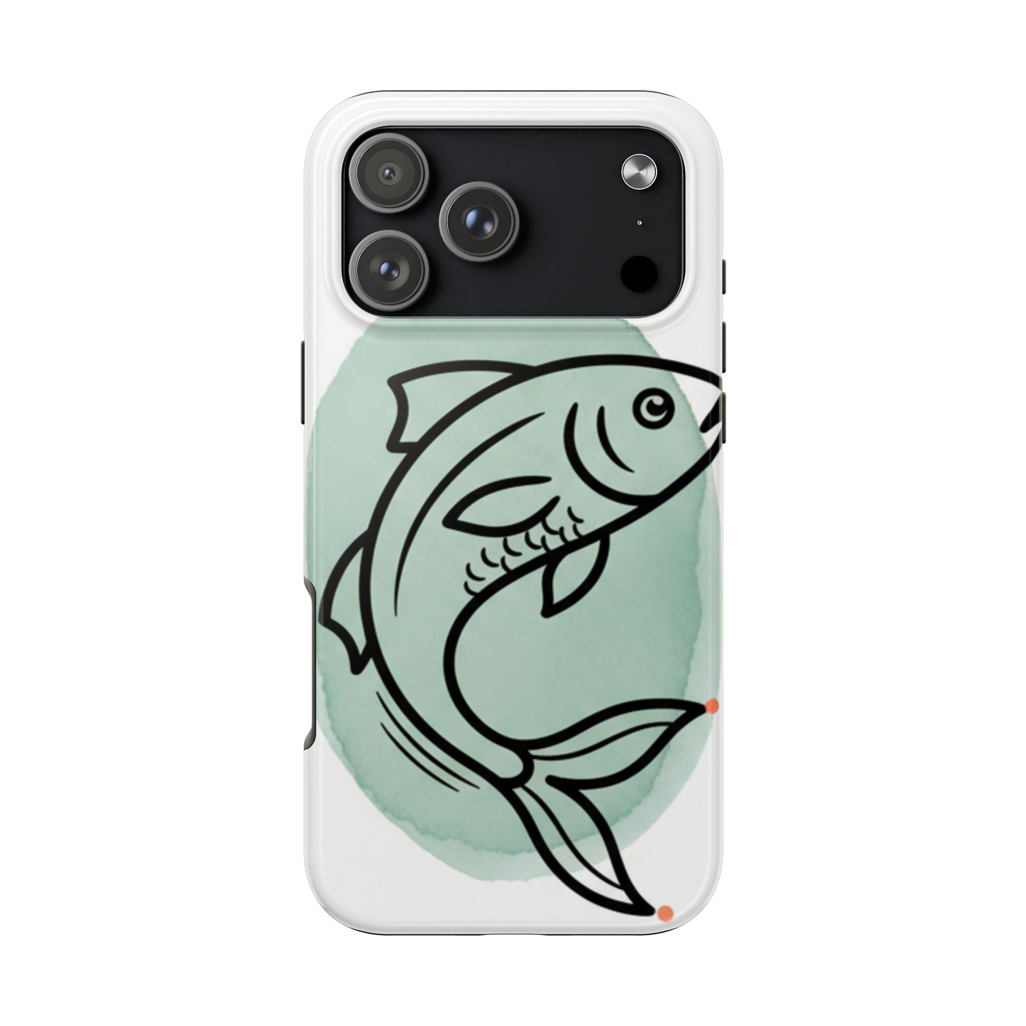 Fish Silhouette Tough Phone Case — Minimalist Aqua Watercolor Design