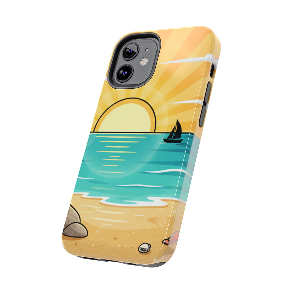 Tough Phone Case — Sunset Beach Sailboat Design