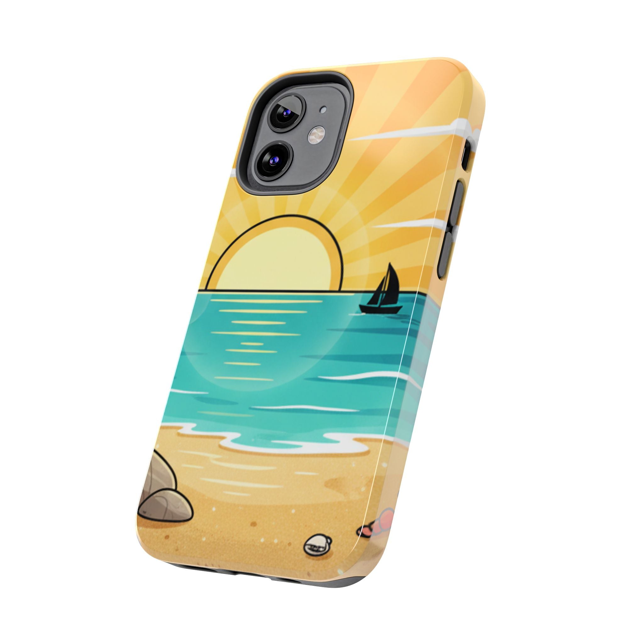 Tough Phone Case — Sunset Beach Sailboat Design