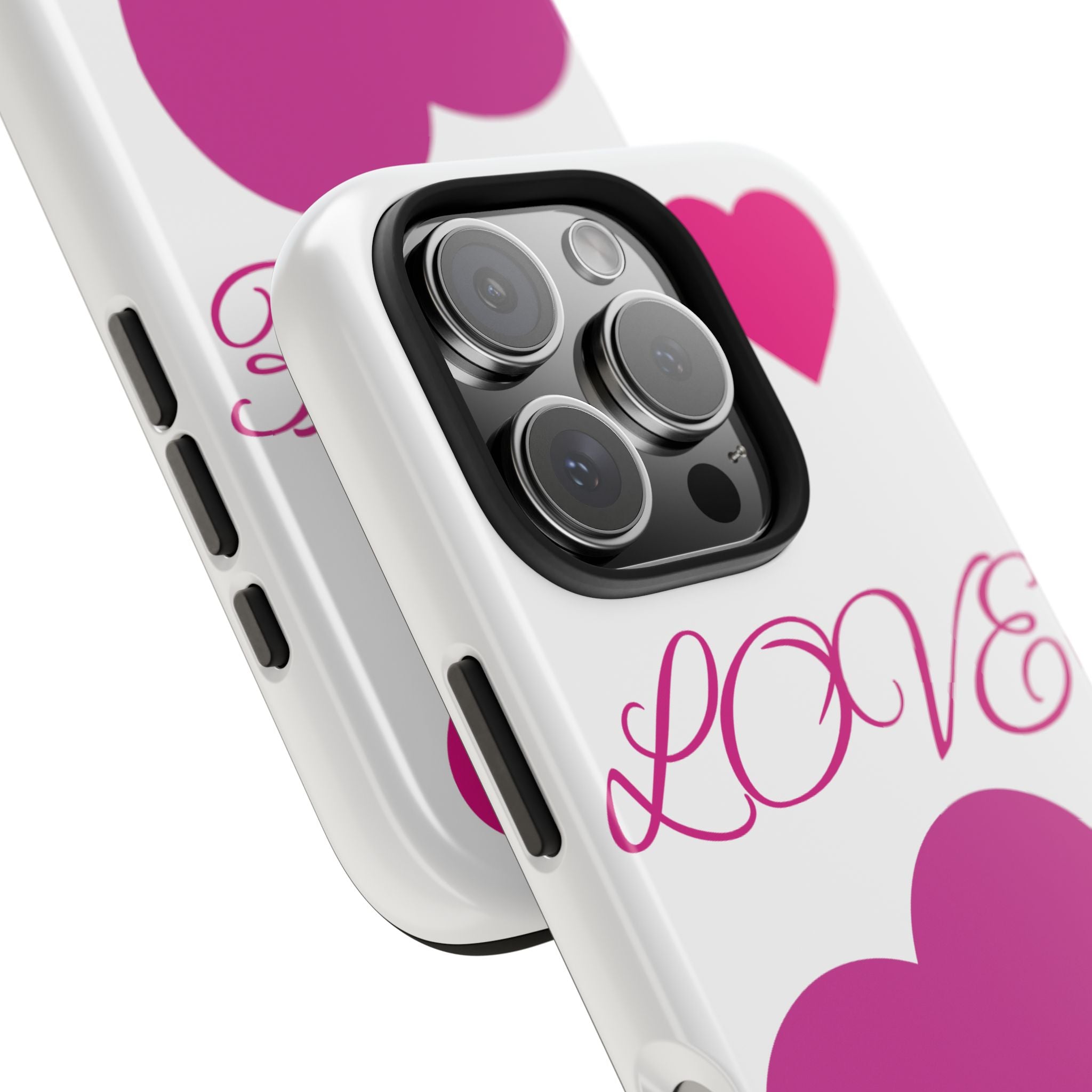 Love Heart Tough Phone Case — Pink Hearts Protective Phone Cover