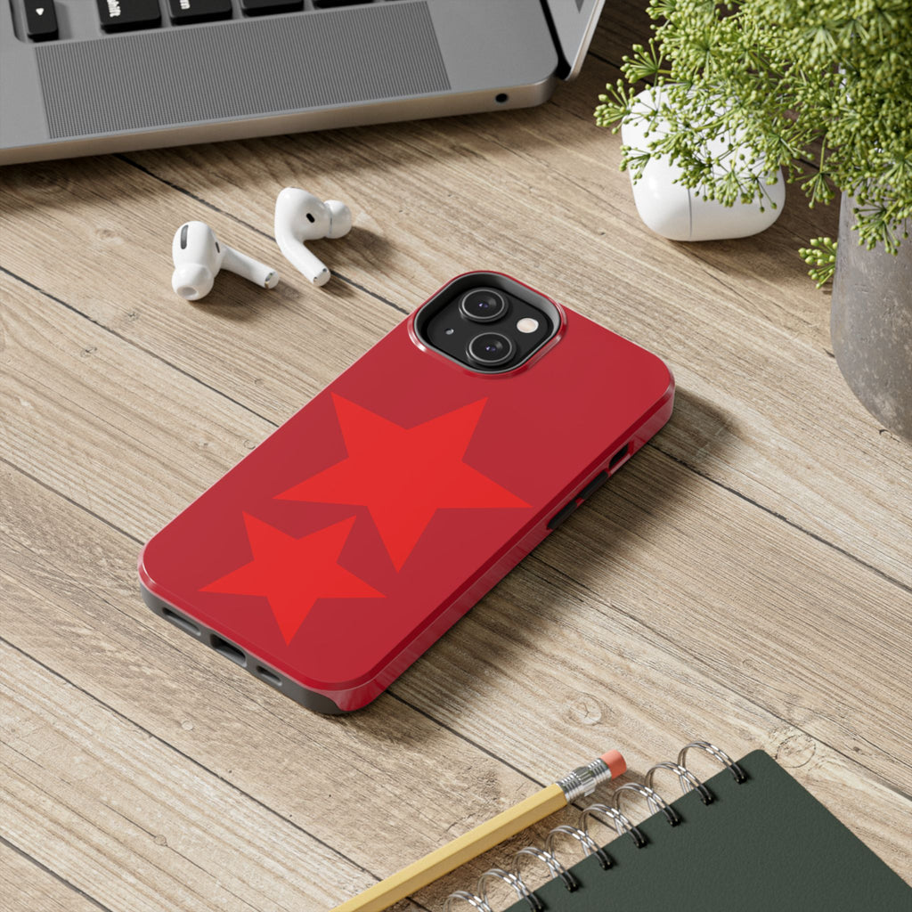 Red Star Tough Phone Case — Dual-Star Protective iPhone Cover