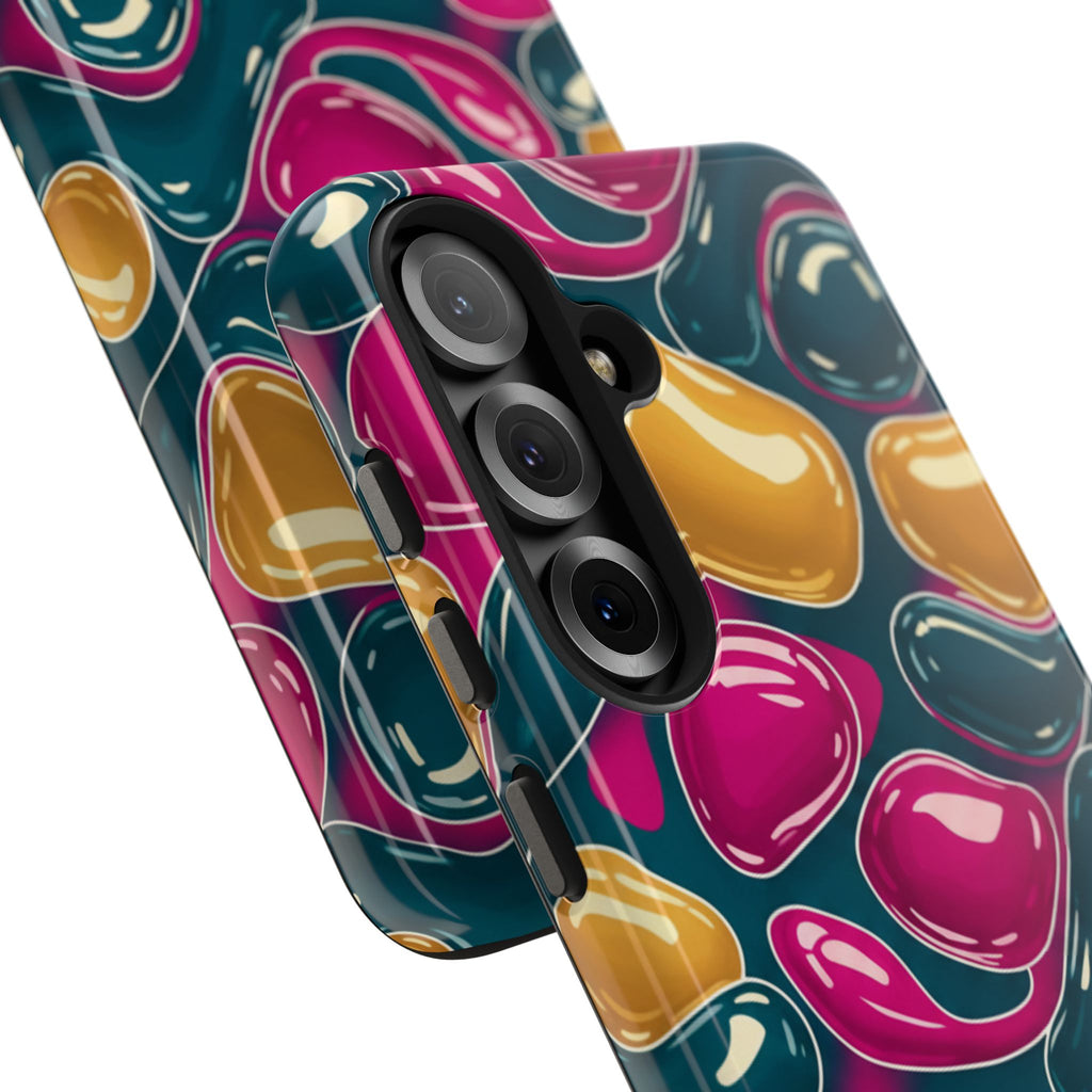 Abstract Colorful Blob Phone Case — Bold Teal, Magenta & Gold Protective Cover