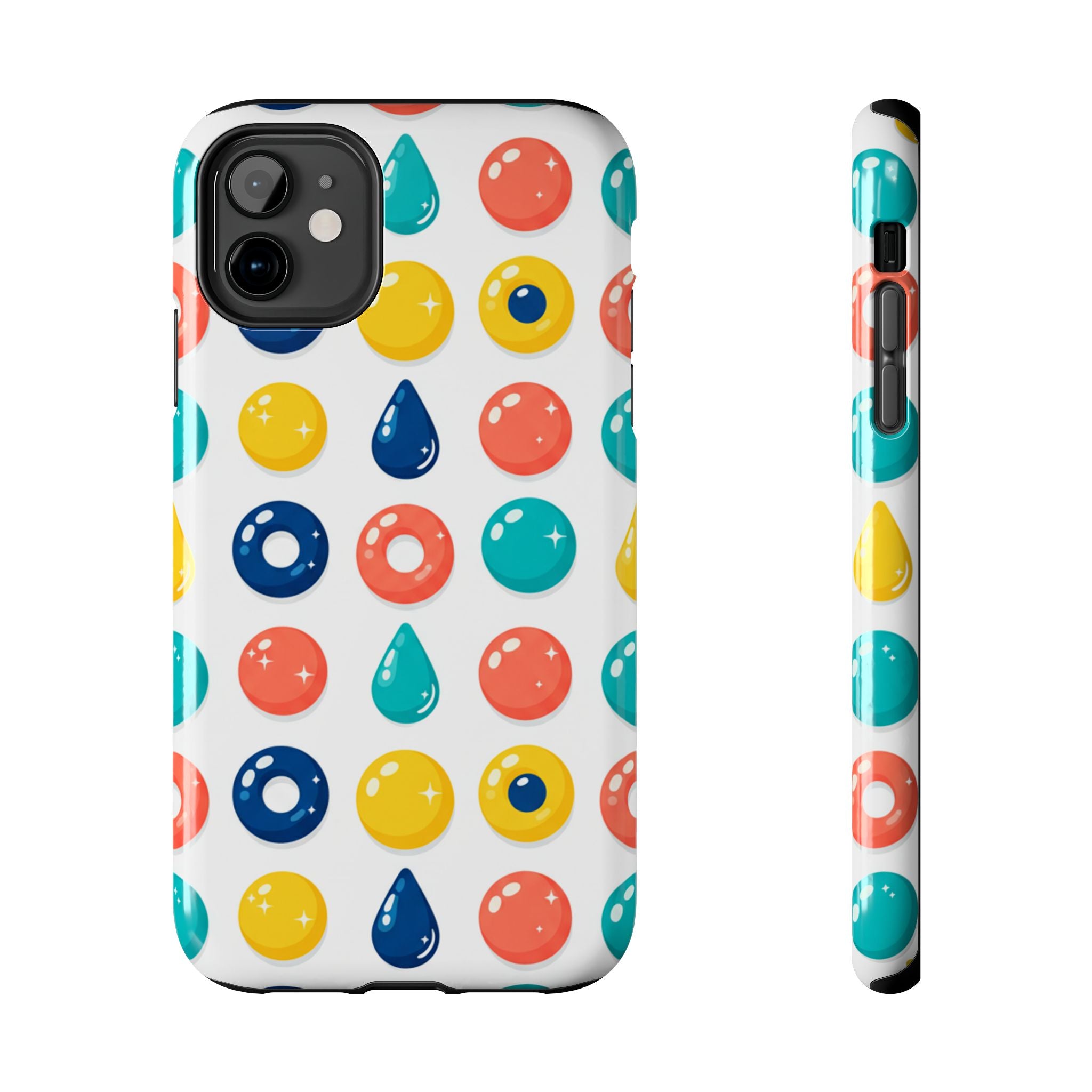 Colorful Candy Dot Tough Phone Case — Bright Retro Polka Drop Design