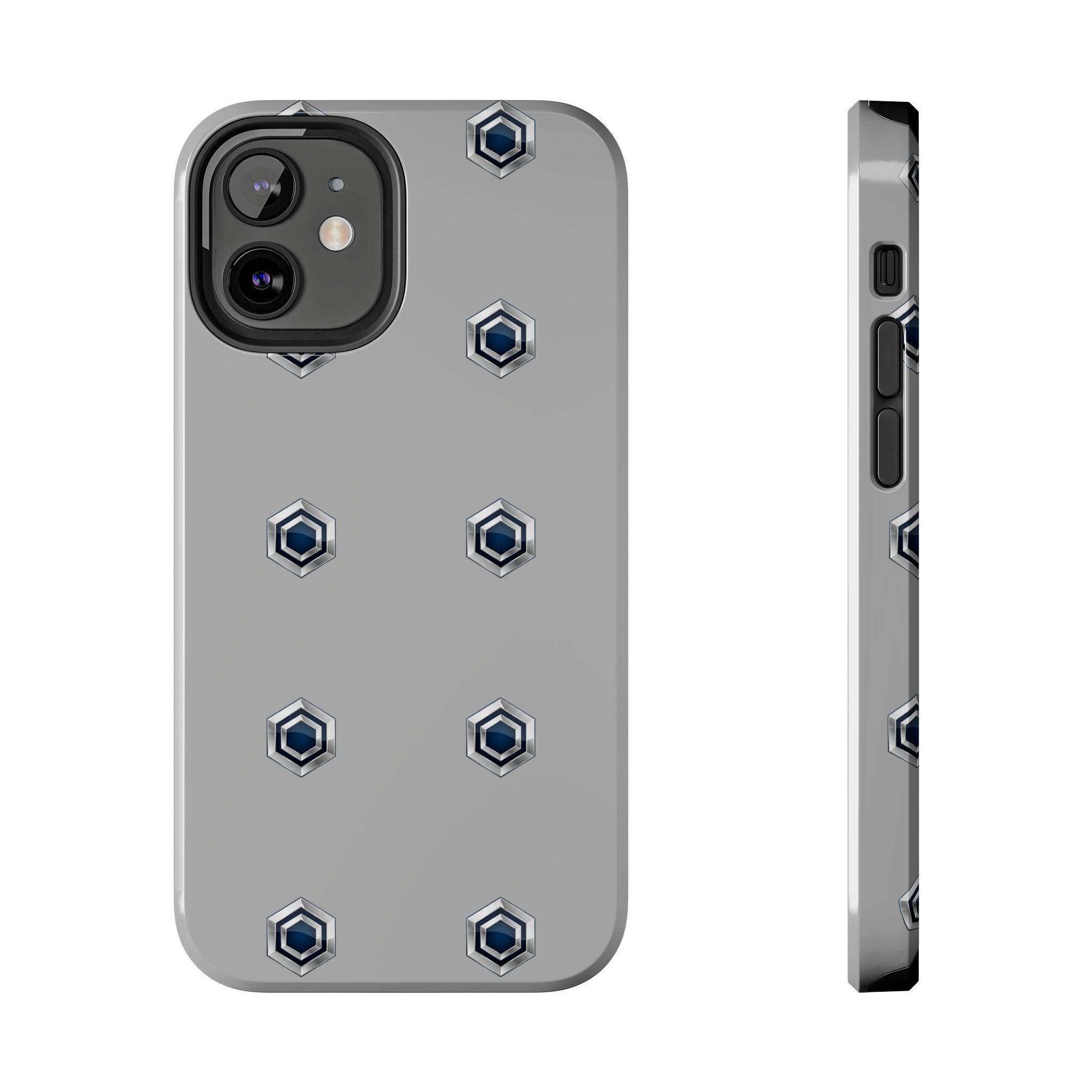 Tough Phone Case — Minimal Hex Rivet Armor (Gray)