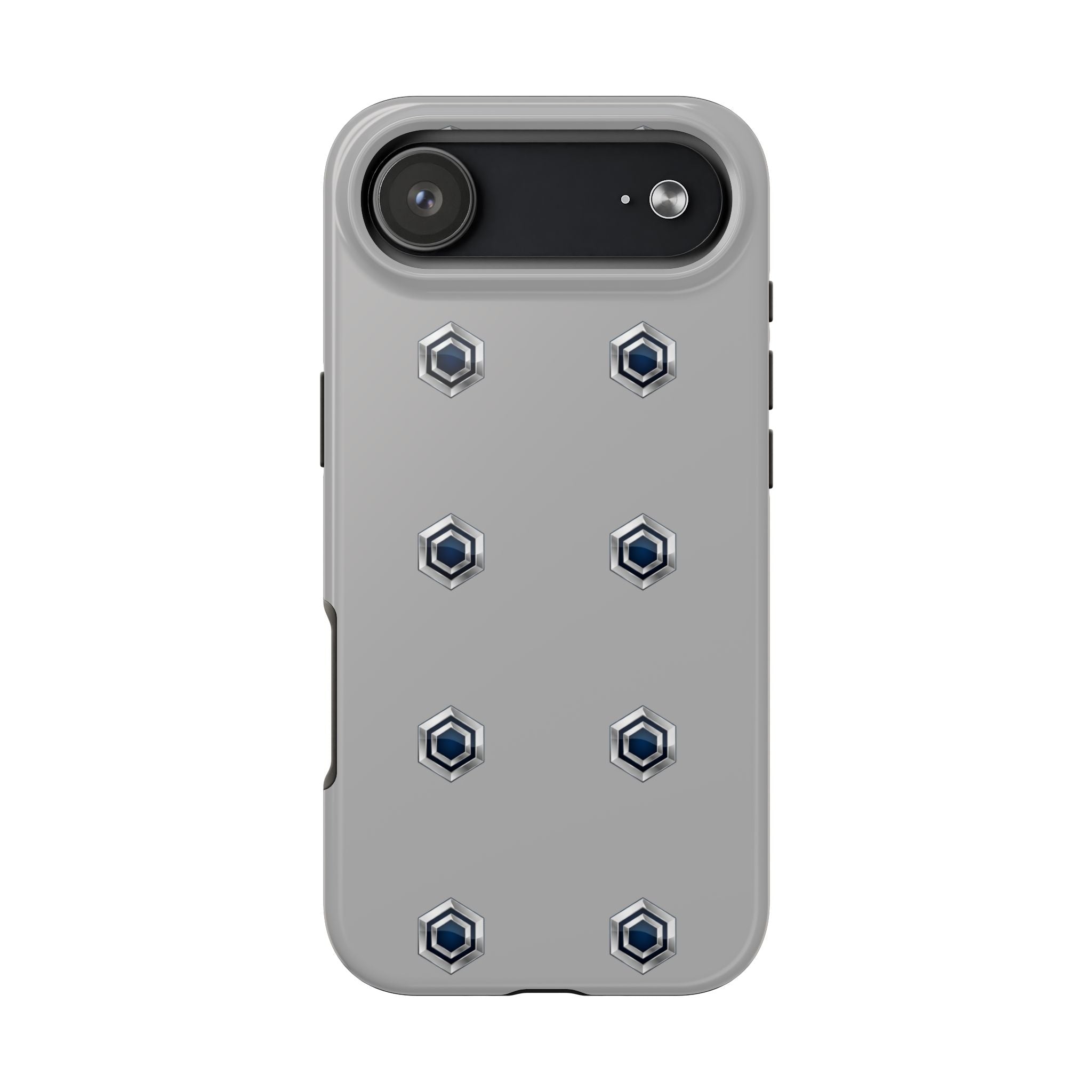 Tough Phone Case — Minimal Hex Rivet Armor (Gray)