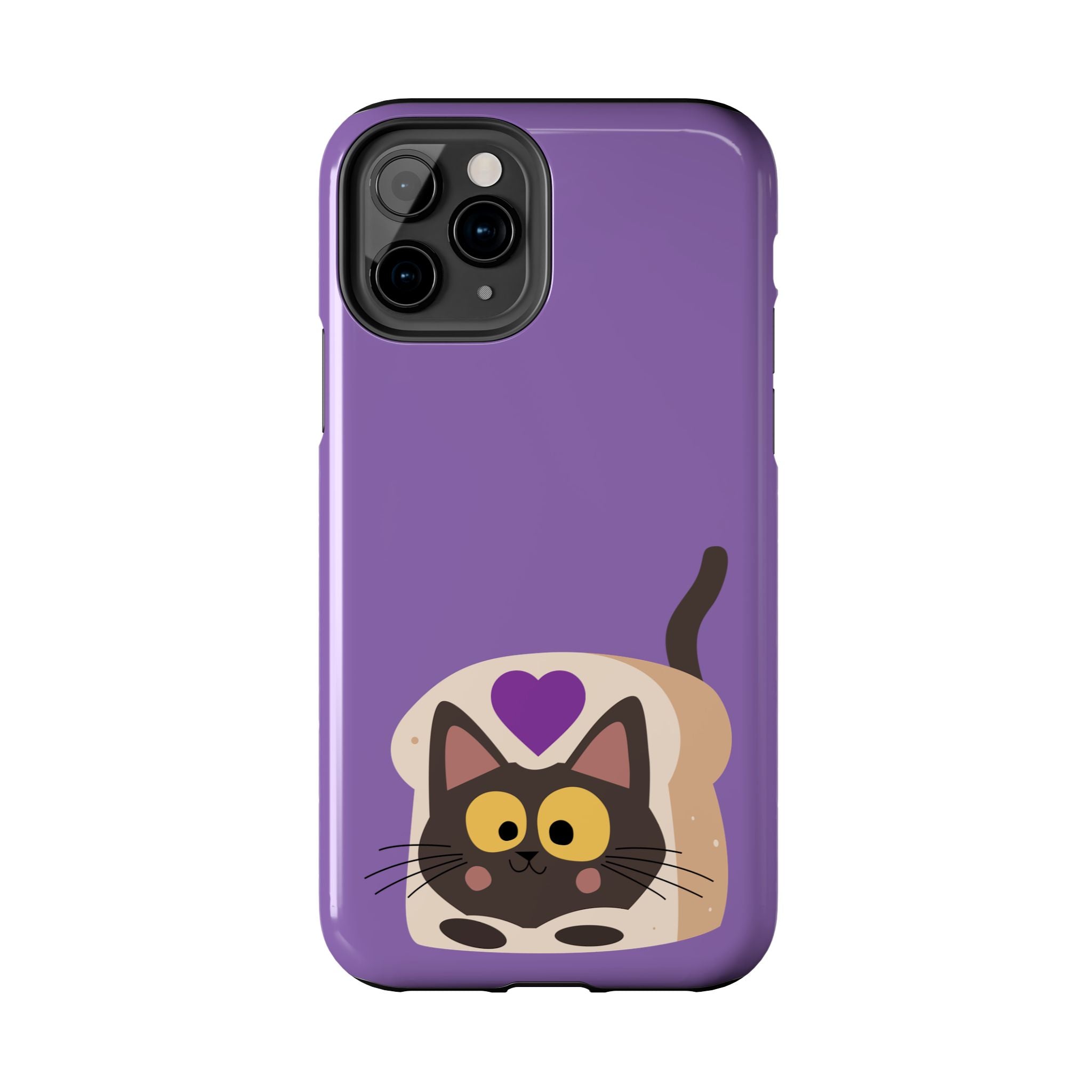 Purple Cute Cat-in-Bread Tough Phone Case — Cute Cat Heart Design